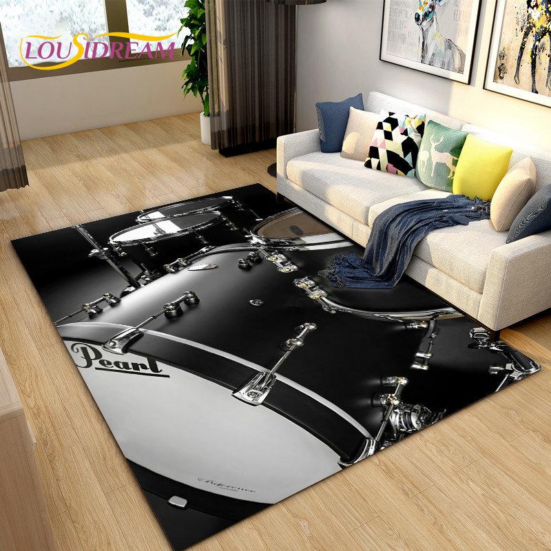 Drum Kit Music Instruments Area Rug Large,Carpet Rug for Living Room Bedroom Sofa Doormat Decoration,Kitchen Non-slip Floor Mat