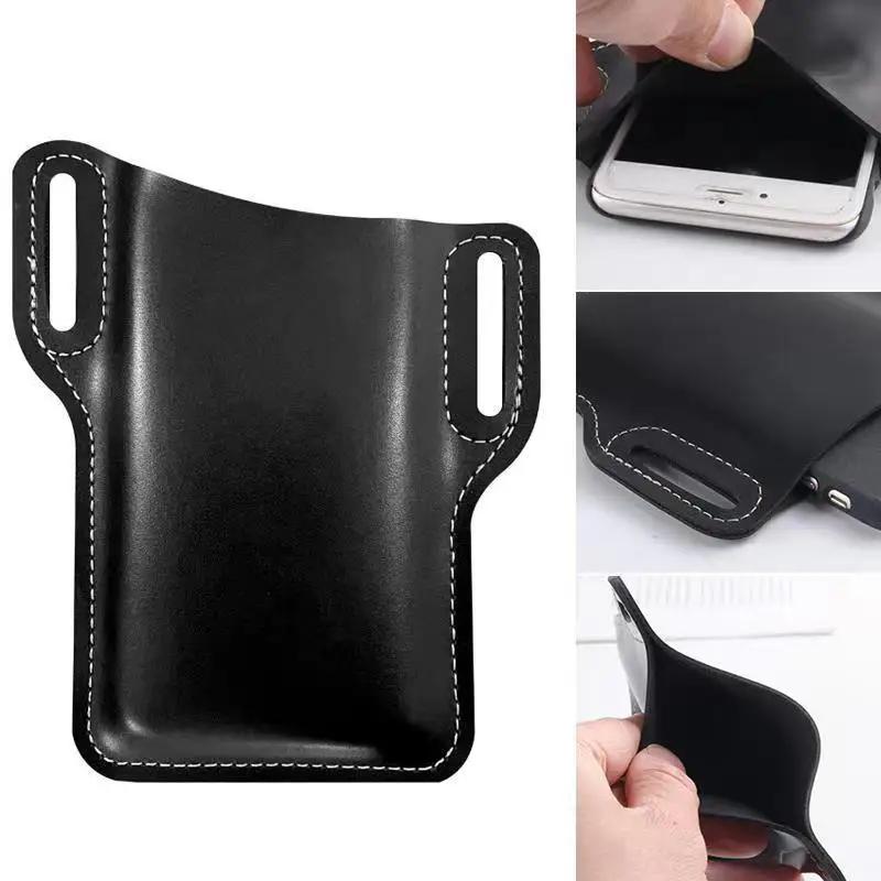 Men Leather Vintage Pack Waist Bag Belt Clip Phone Holster Travel Hiking Cell Mobile Phone Case Cover Belt Pouch Purse