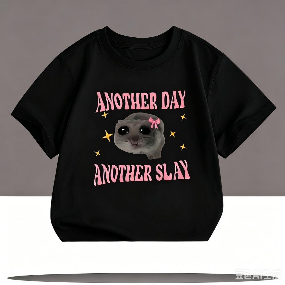 Another Oay Children Cartoon Print T-shirts Summer Girls Casual Fashion Kawaii Colorful Short Sleeve Tops Kids
