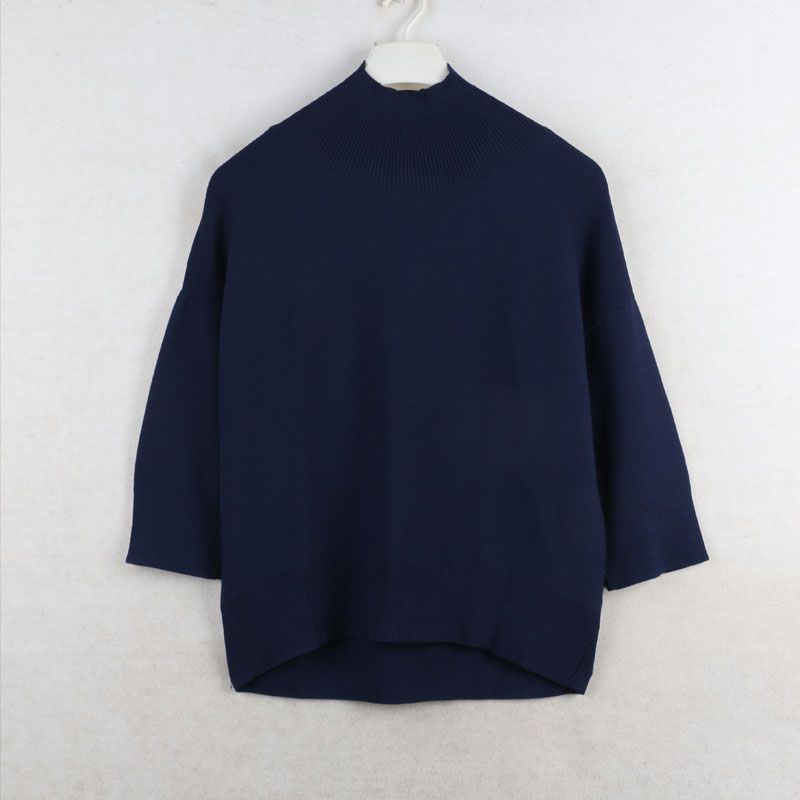 

Солнечная Весна и Лето Новое Поступление Экспорт Мода V Домашний круглый вырез Рукава 3/4 Свободный Большой размер Женская одежда Трикотаж Dark Blue 160/80A: Bust size 112