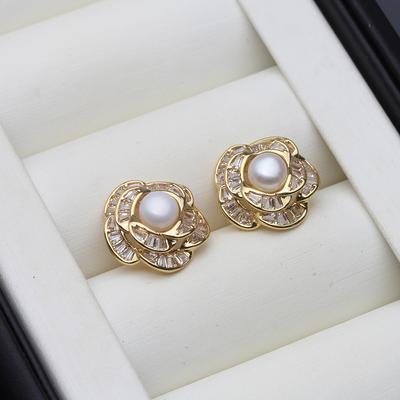 Genuine Freshwater Pearl Earrings for Women,Small Natural Stud Earrings Pearl Wife Mother Birthday Gift White