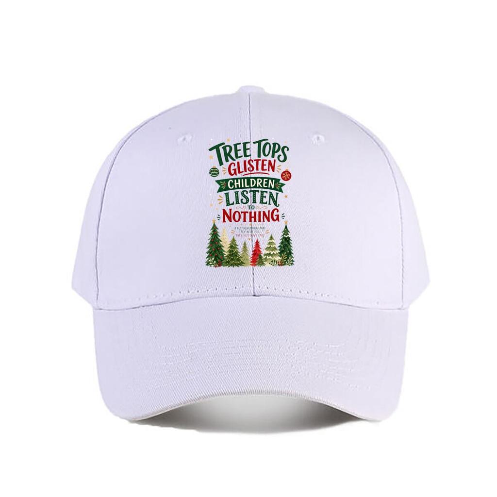 Playful Holiday Pines Quote Artwork Baseball Cap Fashion Outdoor Sports Sunhat Unisex Snapback Cap Womens