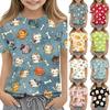 Kids Animal Print Short Sleeve T Shirt Casual Loose Fit Round Neck Top Soft Comfortable Fabric Suitable for Everyday Wear
