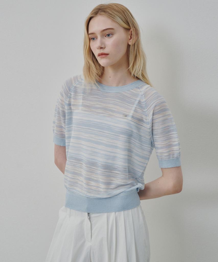Ollibeudeollibeu 2-Color Stripe Slub Raglan Pullover Ok6Mp6130