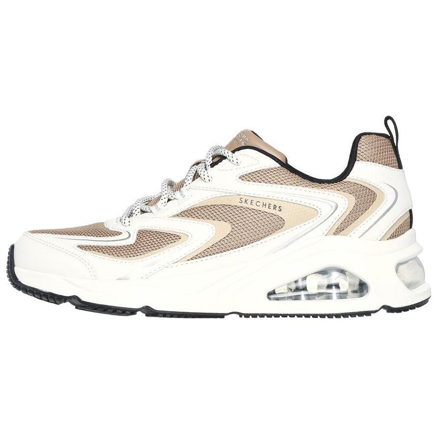 Skechers Tres-Air Uno Mesh Fabric Synthetic Leather Round Toe Lace-Up Breathable Low-Top Casual Shoes Women sneaker White Brown 177424-WTAN 36