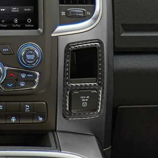For RAM 1500 Carbon Fiber Interior 115V Outlet Control Cover Trim