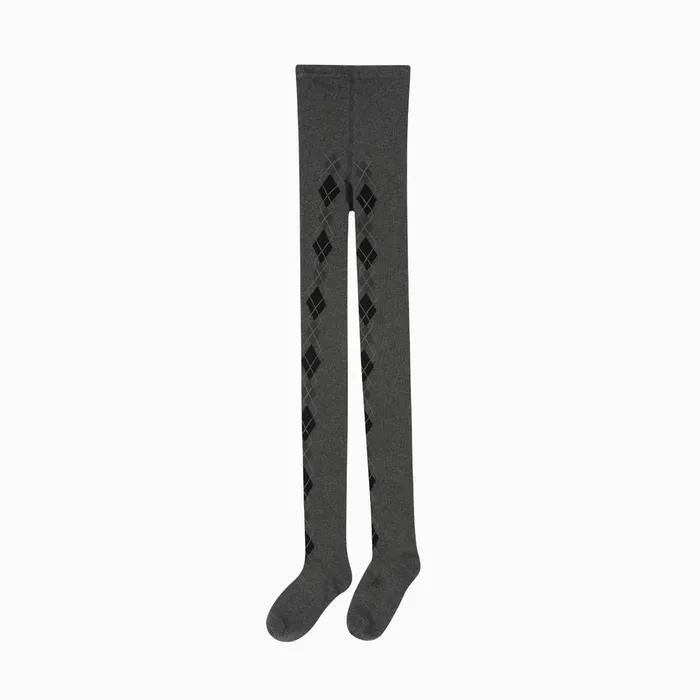 ARGYLE PATTERN TIGHTS, GRAY