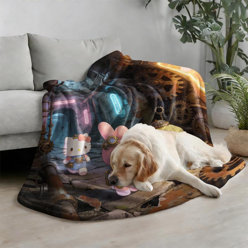 Sanrio Steampunk Plush Flannel Blanket Lightweight Throw Cartoon Cute Air Conditioning Bed Sofa Cover Nap Office Shawl Girl Gift