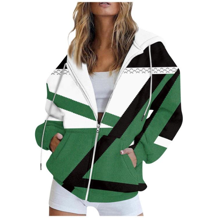 

Women Fashion Hoodie Zipper Cardigan Jacket Casual Long Sleeve Sweatshirt With Pocket Autumn Winter Printed Coat One size