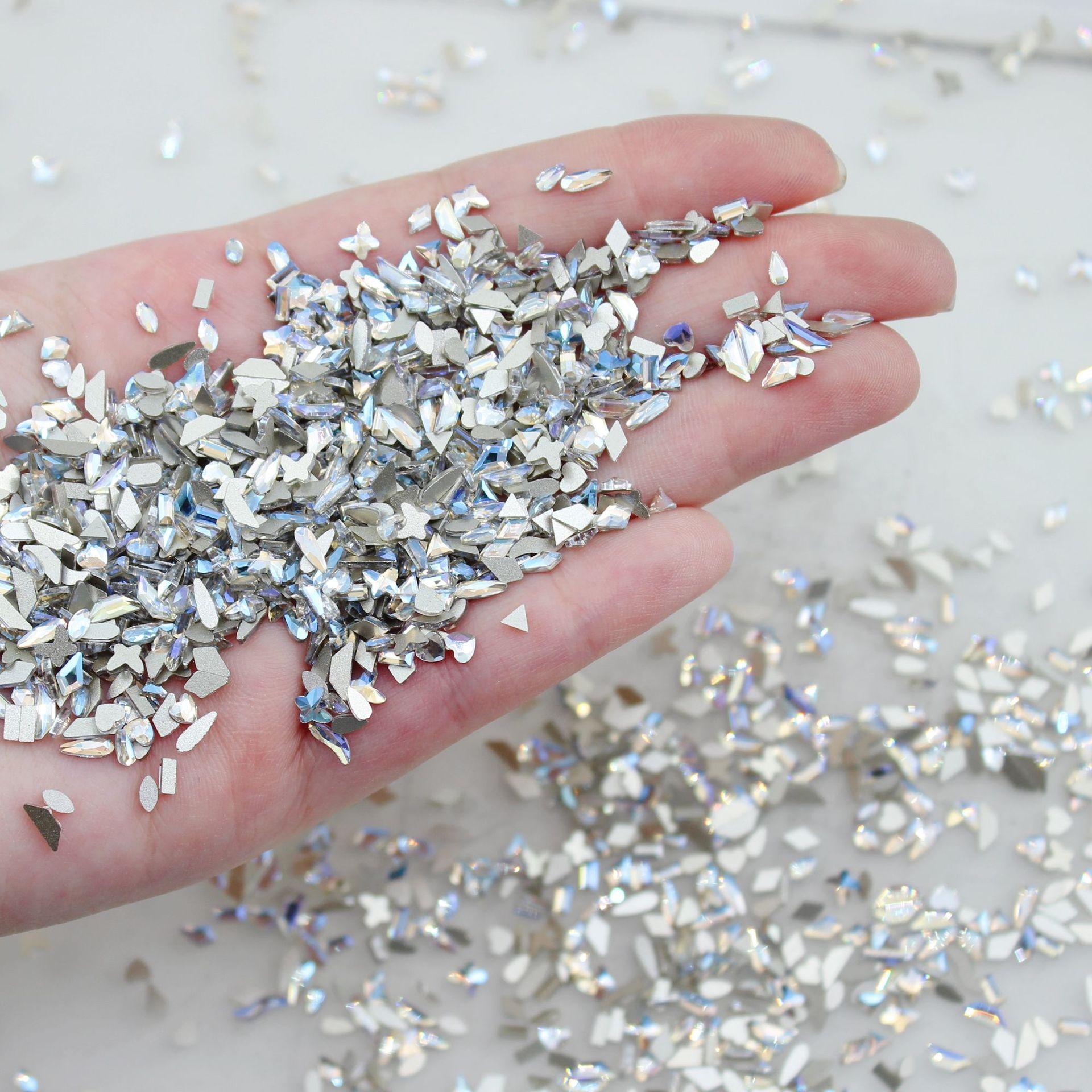 

Yiwu Nail Art Diamond Mixed Mini Small Nail Art Flat Bottom Special-Shaped Diamond Mixed K9 Champagne Nail Art Jewelry 100pcs/bag