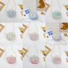 Childrens Canvas Bag With Artificial Pearl Handle And Butterfly Cartoon Pattern For Daily Use