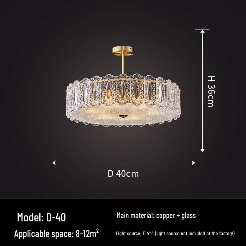 Nordic Copper Crystal Chandelier - Luxury French Design for Entrance, Balcony, Bedroom, or Cloakroom