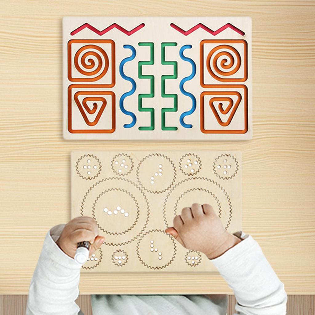 Wooden Tracing Board Educational Toy Fine Motor Skills Reusable Gifts Tool Learning To Write