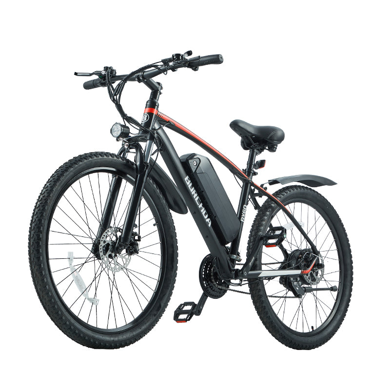 Burchda RX60 Upgrade Electric Mountain Bike 500W, 27.5"x2.8" Tires, 48V 15Ah, Shimano 21-Speed, 40KM/H, Dual Disc Brakes, LCD Display