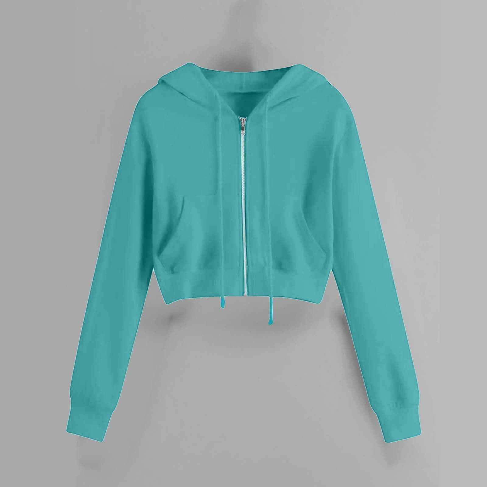 

Укороченные толстовки с капюшоном на молнии для женщин Куртки Верхняя часть Толстовка с капюшоном на завязках Наряды Топы XXXXL синий