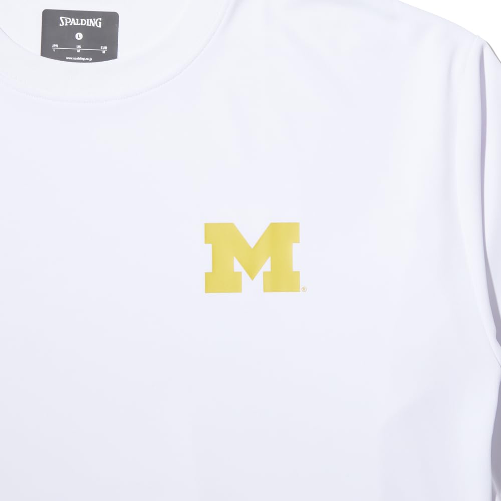 SPALDING Tričko s dlouhým rukávem s logem M Michigan, zaoblený lem, bílé, XXL, SMT24124M