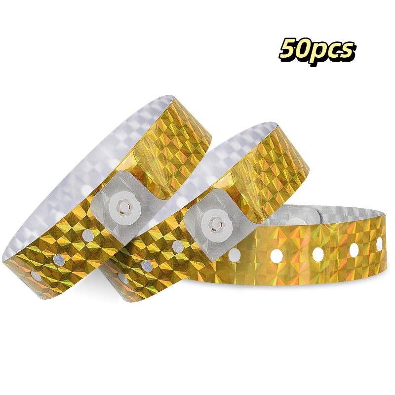 Holographic Event Wristbands 50/100Pcs Waterproof Adjustable Snap Shiny for Birthday Party Club Entry Check Event Use