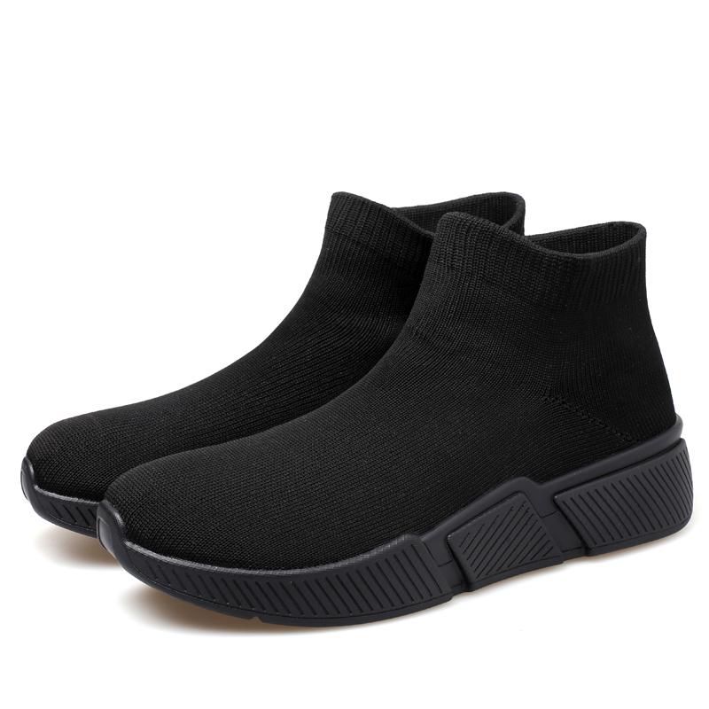 High Cut Thick Soled Men's Shoes Sports Shoes Fashionable Lightweight Men's  Fashionable Black Breathable Men's Socks Shoes