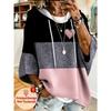 Printed Design Not Textured Women'S Plus Size Hooded Sweatshirt, Elegant Comfortable Easy Heart Pattern Printed Plus Size Women'S Top