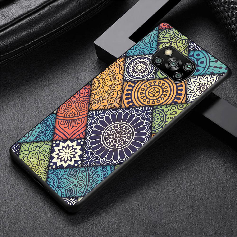 Blue Totem Flower Mandala Case for Xiaomi Poco X5 X3 NFC X4 Pro 5G F4 GT M5 M5s F3 Pocophone F1 Black Soft Phone Cover Mi 13 12T