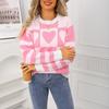 Ladies' Fashionable Heart-shaped Sweater, Loose And Versatile Valentine's Day Knitted Pullover Sweater