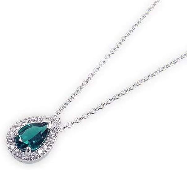 and Me Jewelry Emerald Necklace Large Recrystallized Emerald [You Box] 0.589 carat/14168/ [Birthstone May] [Gift wrapped]