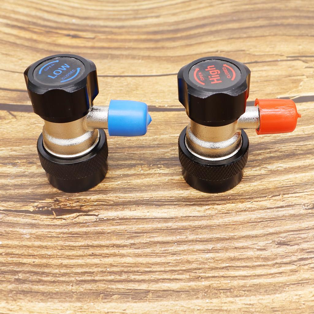 Black R134A 2 Sets Car A/C Air Condition Adapters Quick Coupling H/L Manifold Connector Remover Tool Air Conditioning Tool