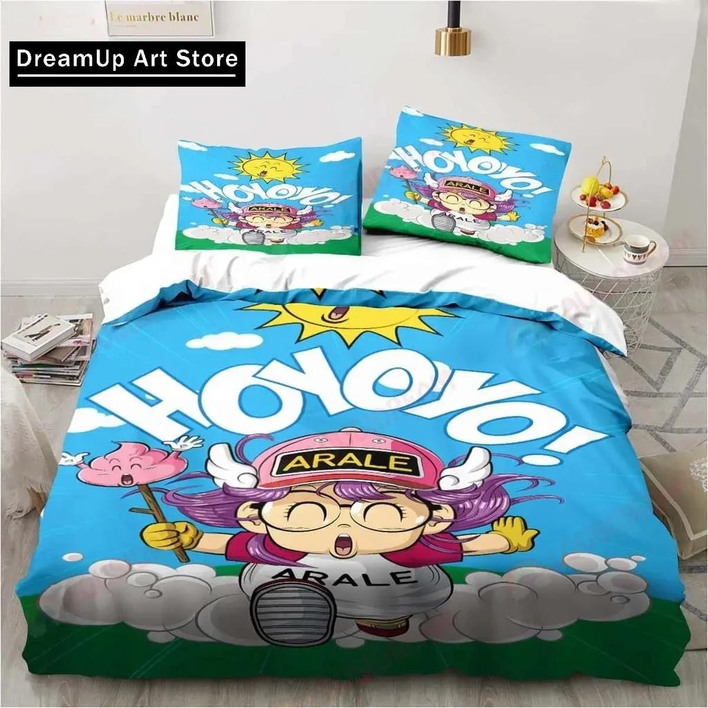 3D Cartoon DR S-Slump Arale Bedding Set Cute Quilt Cover Bed Cover With Pillowcase Twin Single Queen King Size Boys Adult Home