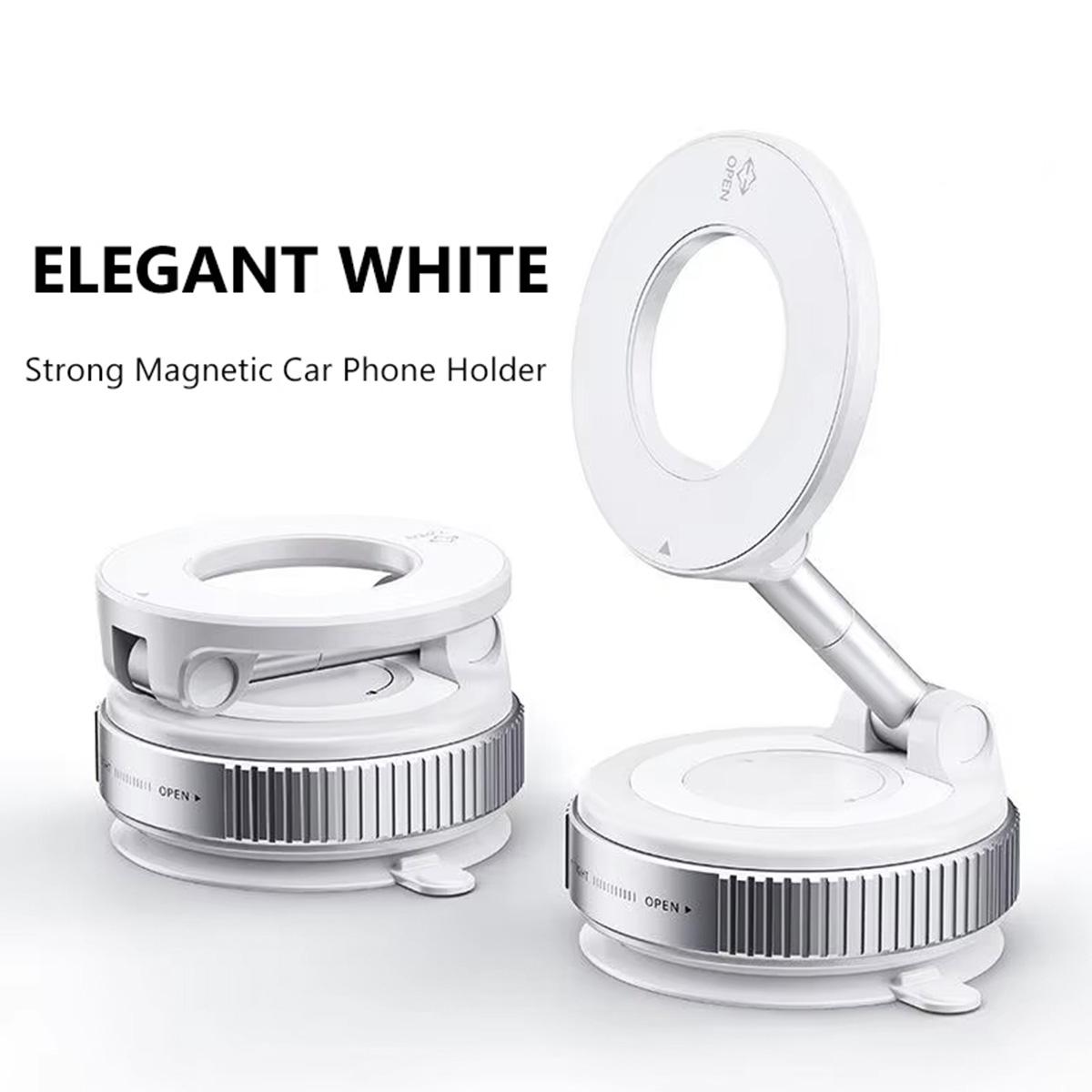 Car Phone Holder Strong Magnetic Car Phone Mount 360° Foldable Vacuum Magnetic Phone Holder For GPS All Smartphones For Car Desk B White