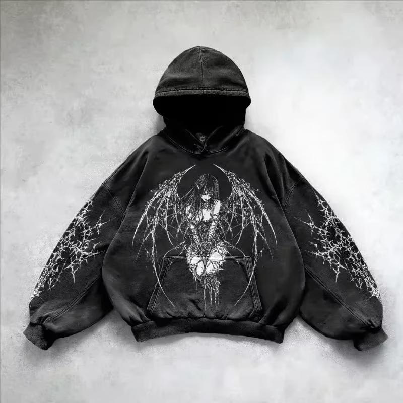 Moda Europa e América Y2K Hip Hop Tendência Retro Moletom Infantil Pulôver Street para Menino Casual Solto Moletom Vintage Moletom para Menina Top