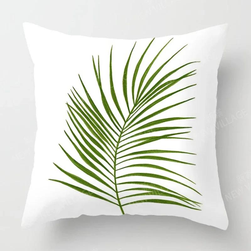 Nordic Fall Home Decor Autumn Throw Pillow Case Sofa Cushion Cover Modern 45X45Cm 45*45 50X50 60X60Cm 40*40Cm Leaf Plant Green