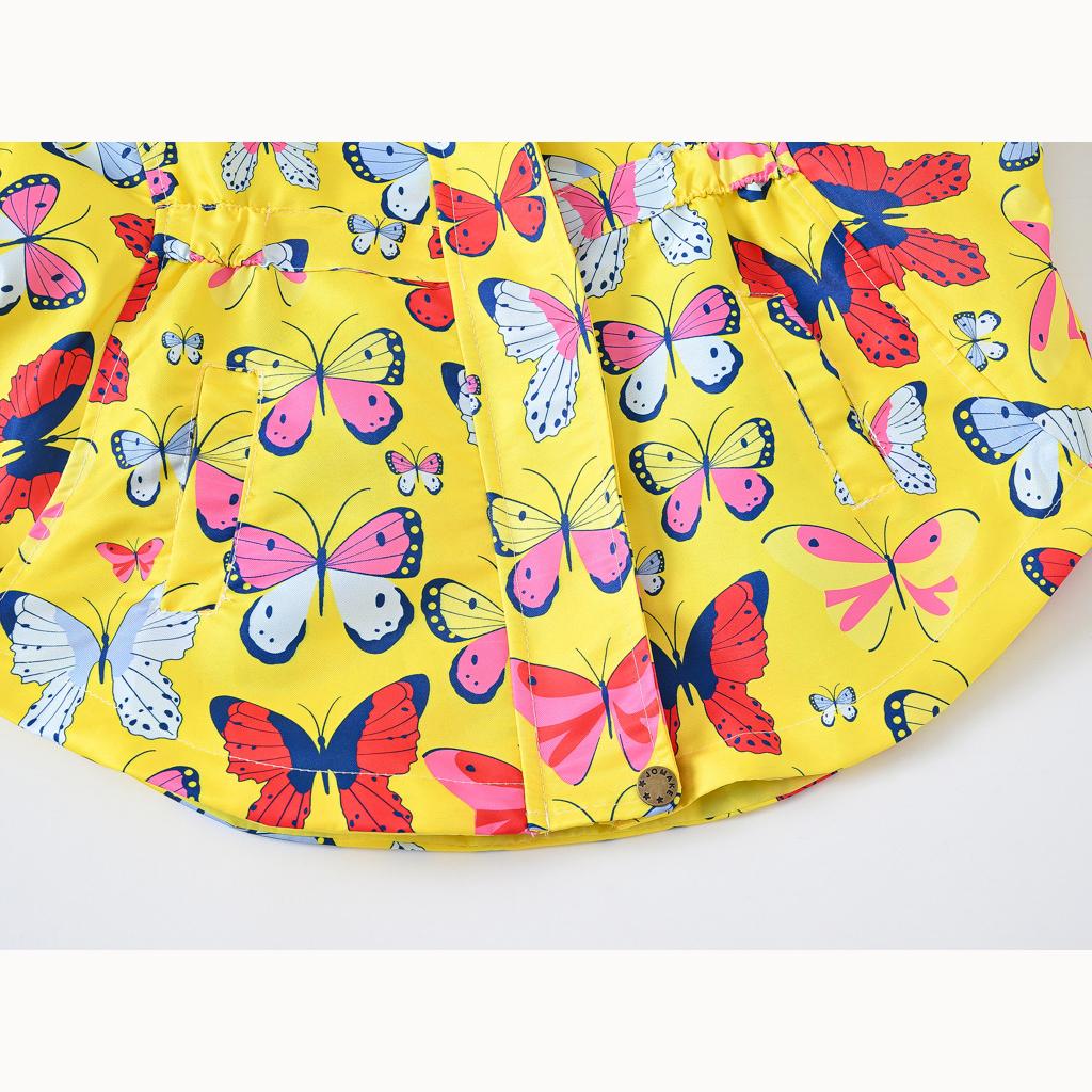 Fall Girls Butterfly Print Waist Jacket Girls Double Layer Hooded Zipper Shirt Fashion Windbreaker Jacket