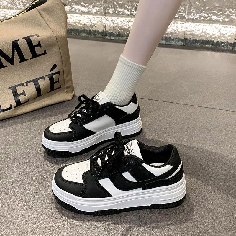 Black and white panda shoes student casual sports shoes spring and autumn new versatile thick baseplate shoes women's shoes