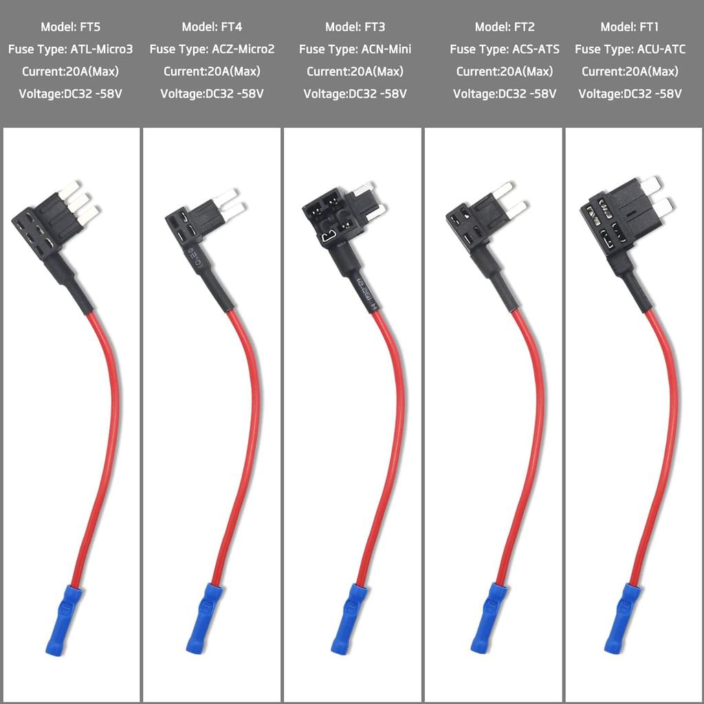 FT2-10 10 Pack 12V Car Add-a-Circuit Fuse Tap Adapter Mini ATS Blade Automotive Fuse Holder with 10pcs 10A, 20A Fuses
