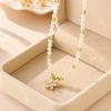 Flower Pearl Pendant Necklace Fashionable Slightly Inlaid with Zirconium Design Exquisite and Elegant Necklace