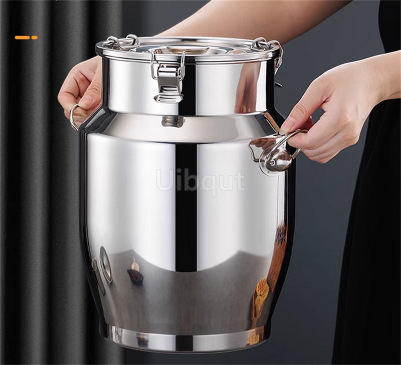Stainless Steel Sealed Tank Large Capacity Rice Oil Wine Barrel Tea Can Milk Bucket Edible Oil Barrel Wine Jar Sealed Tank