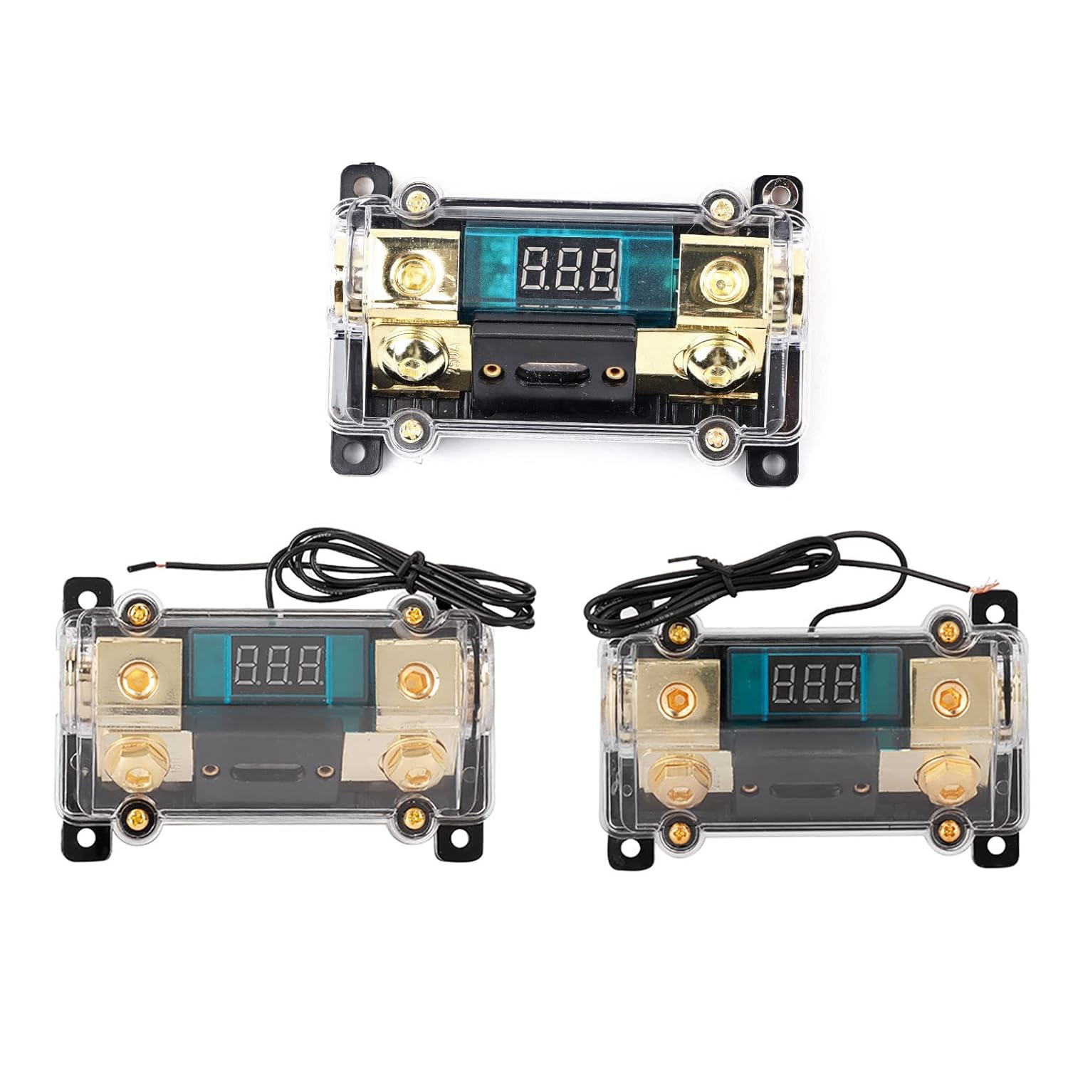 

250A Digital Display Audio Power Distribution Block Box - Stereo, Inline ANL Holder, 0-2-4 Gauge, 250 Amp