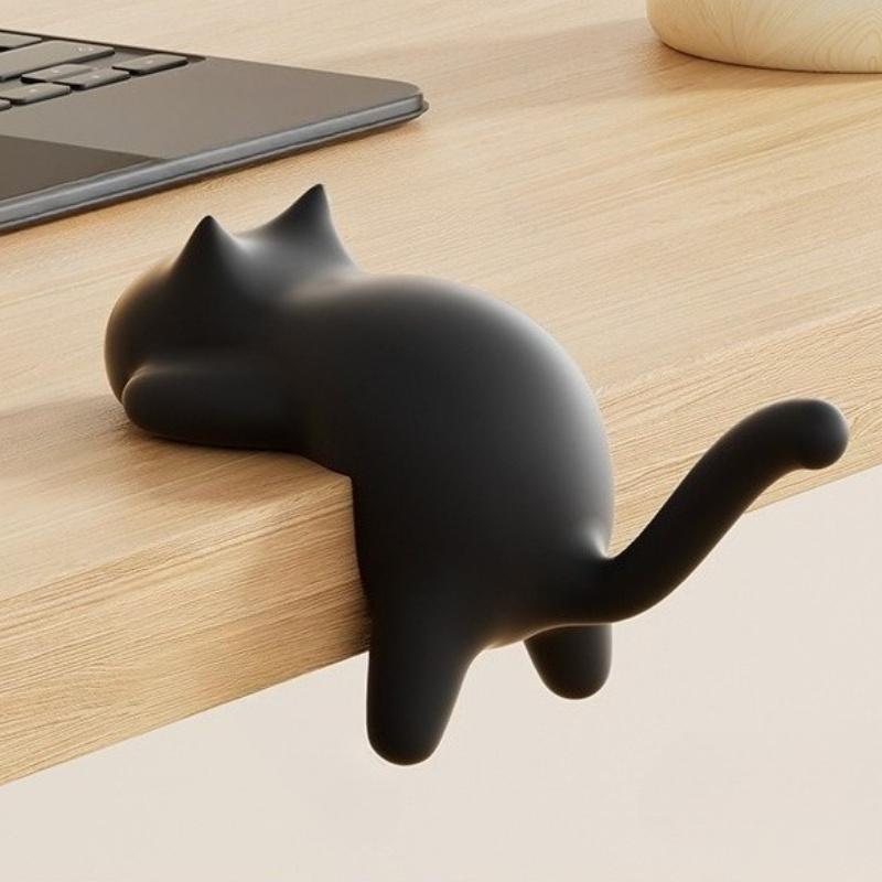 1pc Colorful Cat-Shaped Desk Hooks - Removable Clamp Clips, , ABS Material, Ideal for Cable Management in Kitchen, Bathroom