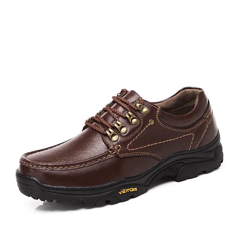 Fashion Men Casual Shoes Handmade Genuine Leather Versatile Outdoor Men Sneakers Black Brown Thick Bottom Non-Slip Classic Hiking Shoes