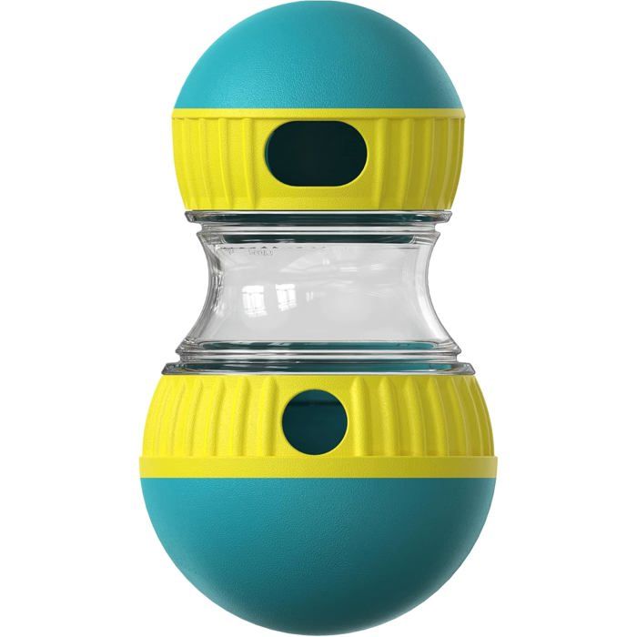 Jouet Interactif Chien Bleu-Jaune - Distributeur Friandises Réglable - Stimule Intelligence et Nature - Toutes Races