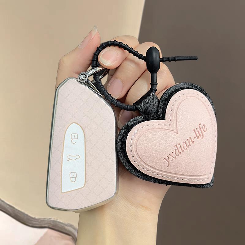 TPU Autoschlüsselhülle Fernbedienungsabdeckung Schale Halter Kette Styling Anhänger Für Volkswagen VW Neuer Golf 8 Mk8 Teramont Id.3 Id4X Id6X Crozz white