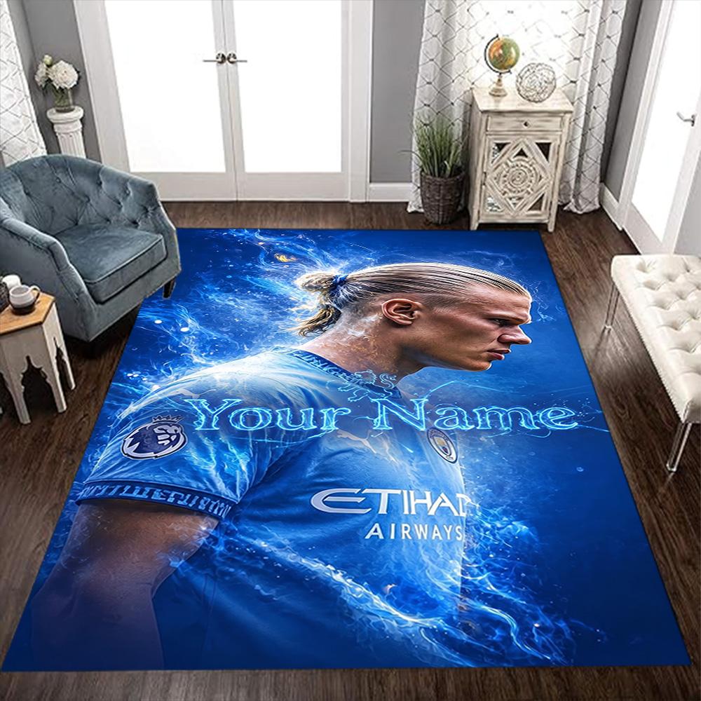 Haaland (130) Customize Your Name Area Rug Suitable for Playrooms Entryway Study Room Outdoor Anti-slip Rug Decorate Offices Wedding Party Gift