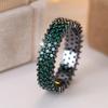 Cute Round Stone Black White Green Zircon Rings For Women Vintage Black Metal Gold CopperColor Ring Wedding Jewelry Bridal Gift