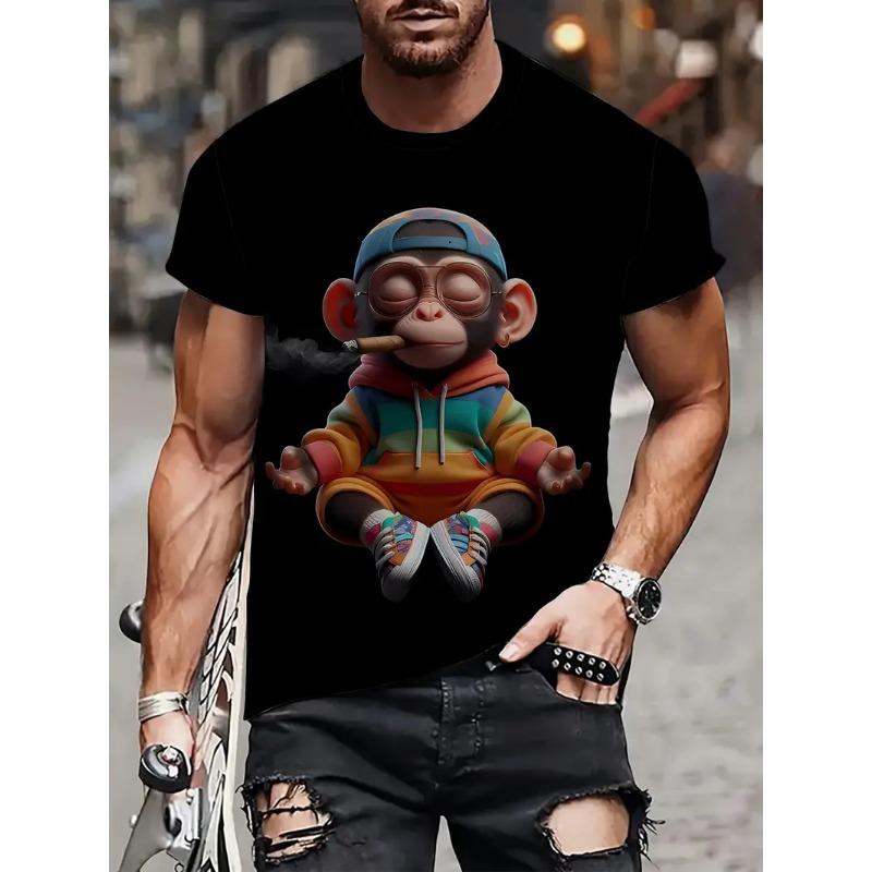3D Cartoon Style Monkey Pattern Print T-shirt For Men/Women Hip Pop Trend Short Sleeve T shirt Top Summer Street Personality Tee