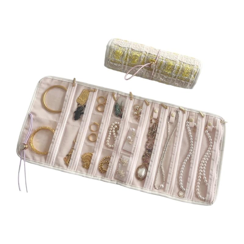 Canvas Jewelry Storage Bag With Separated Compartments Portable Travel Accessory Organiser Display Solution