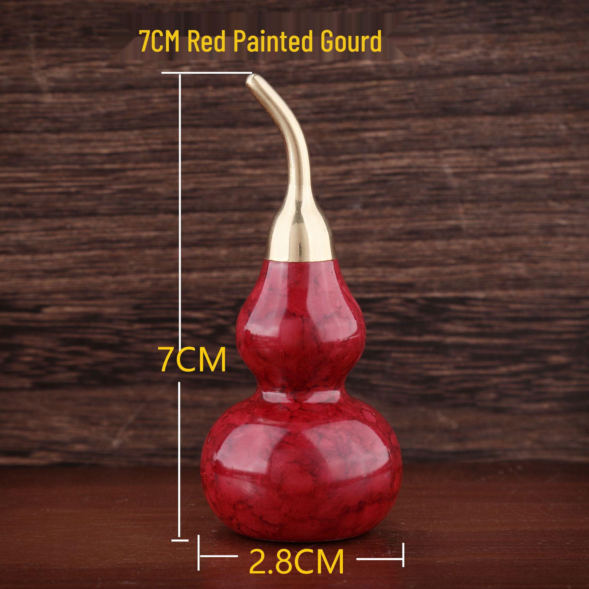 Hand-Painted Brass Gourd with Chicken Blood Stone Finish - Chinese Knot DIY Accessory