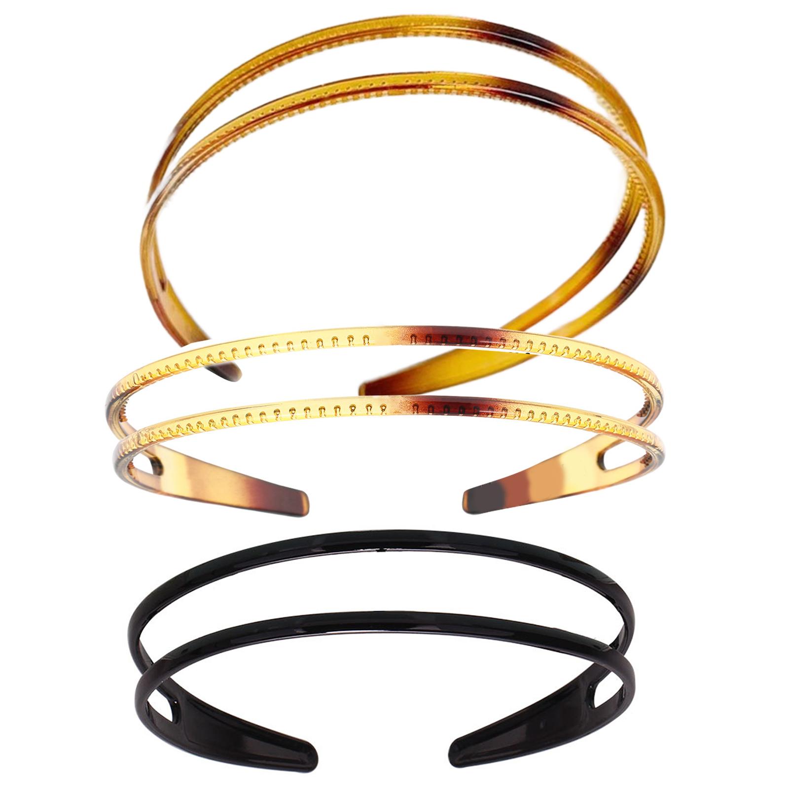 

Набор из 3 нескользящих повязок на голову для женщин, удобные в носке, широкие двухрядные ободки для волос для спорта и повседневного использования