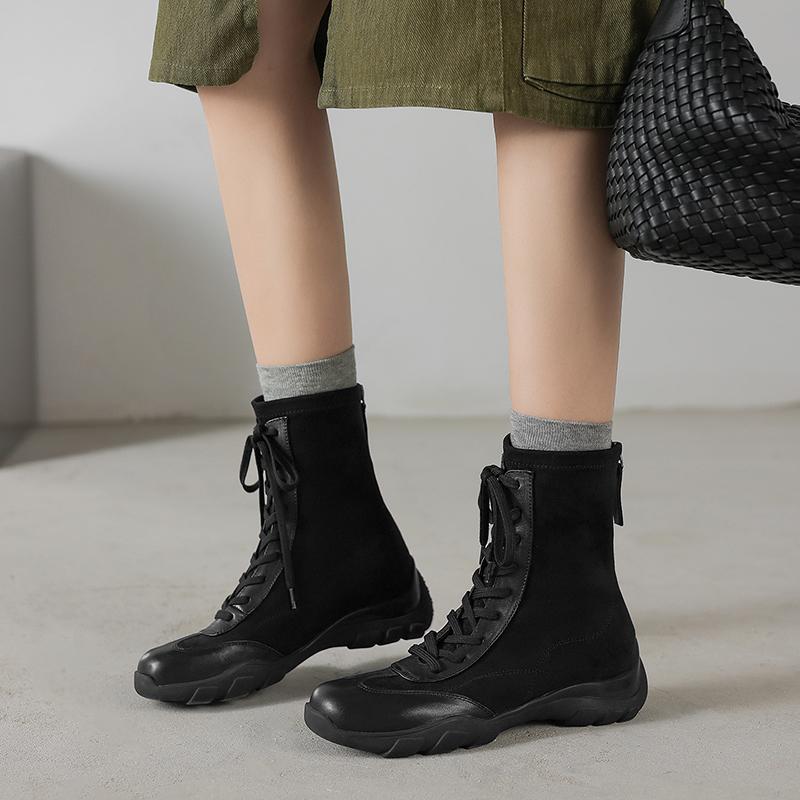 Fashion 2025 New Autumn Women Boots Round Toe Chunky Heel Shoes Women Shoes Ankle Boots Chelsea Motorcycle Boots Retro Shoes