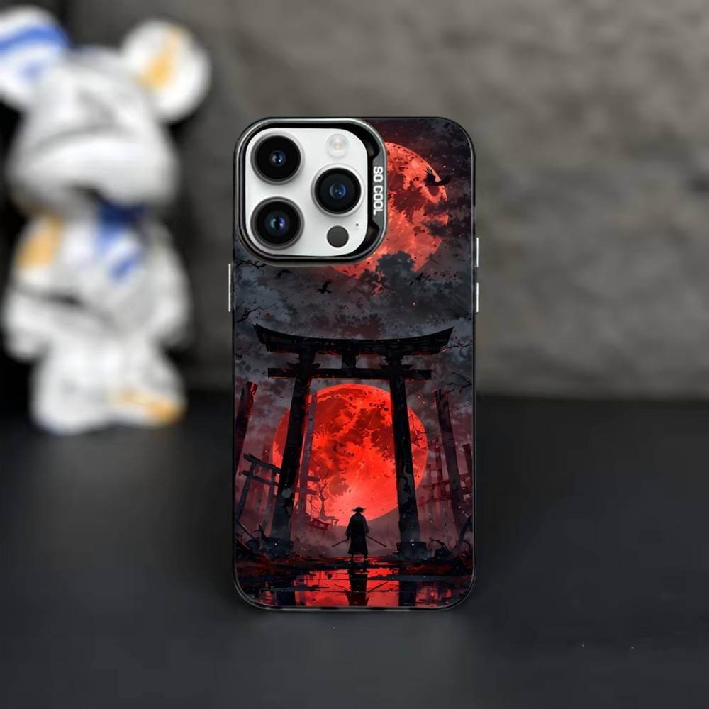 Japan Samurai Art Painting   Case For iPhone 17,16,15,14,13,12,11,Mini,Pro,MAX Black Matte Shockproof Cover iPhone17Pro