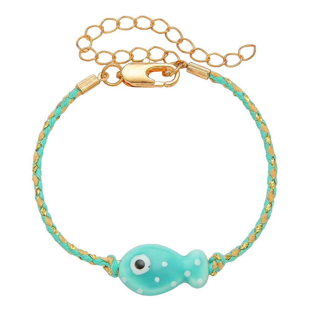 Color Beaded Necklace Women's Japanese Versatile Double-sided Painted Cute Ceramic Fish Bracelet Women's Premium Hand Rope